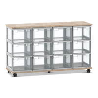 Flexeo® Fahrbares Containersystem mit Ablage, 12 große Boxen