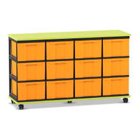 Flexeo® Fahrbares Containersystem mit Ablage, 12 große Boxen
