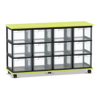 Flexeo® Fahrbares Containersystem mit Ablage, 12 große Boxen
