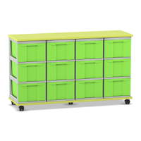 Flexeo® Fahrbares Containersystem mit Ablage, 12 große Boxen