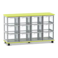 Flexeo® Fahrbares Containersystem mit Ablage, 12 große Boxen