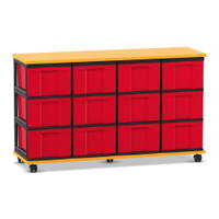 Flexeo® Fahrbares Containersystem mit Ablage, 12 große Boxen