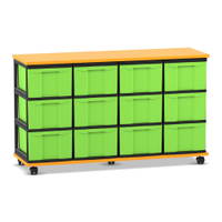 Flexeo® Fahrbares Containersystem mit Ablage, 12 große Boxen