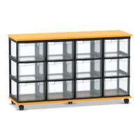 Flexeo® Fahrbares Containersystem mit Ablage, 12 große Boxen