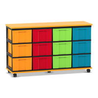 Flexeo® Fahrbares Containersystem mit Ablage, 12 große Boxen