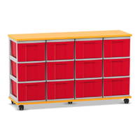 Flexeo® Fahrbares Containersystem mit Ablage, 12 große Boxen