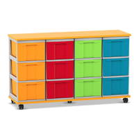 Flexeo® Fahrbares Containersystem mit Ablage, 12 große Boxen