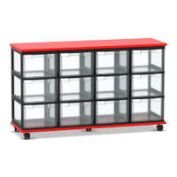 Flexeo® Fahrbares Containersystem mit Ablage, 12 große Boxen