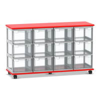 Flexeo® Fahrbares Containersystem mit Ablage, 12 große Boxen