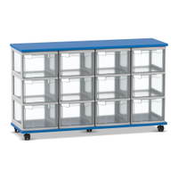 Flexeo® Fahrbares Containersystem mit Ablage, 12 große Boxen