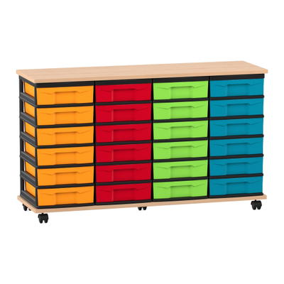 Flexeo® Fahrbares Containersystem mit Ablage, 24 kleine Boxen