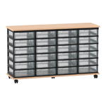 Flexeo® Fahrbares Containersystem mit Ablage, 24 kleine Boxen