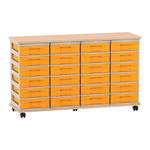 Flexeo® Fahrbares Containersystem mit Ablage, 24 kleine Boxen