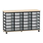 Flexeo® Fahrbares Containersystem mit Ablage, 24 kleine Boxen