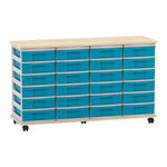 Flexeo® Fahrbares Containersystem mit Ablage, 24 kleine Boxen