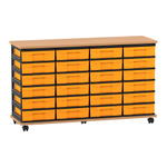 Flexeo® Fahrbares Containersystem mit Ablage, 24 kleine Boxen