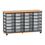 Flexeo® Fahrbares Containersystem mit Ablage, 24 kleine Boxen