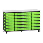 Flexeo® Fahrbares Containersystem mit Ablage, 24 kleine Boxen