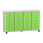 Flexeo® Fahrbares Containersystem mit Ablage, 24 kleine Boxen