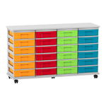Flexeo® Fahrbares Containersystem mit Ablage, 24 kleine Boxen