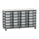 Flexeo® Fahrbares Containersystem mit Ablage, 24 kleine Boxen