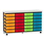 Flexeo® Fahrbares Containersystem mit Ablage, 24 kleine Boxen