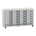 Flexeo® Fahrbares Containersystem mit Ablage, 24 kleine Boxen