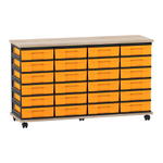 Flexeo® Fahrbares Containersystem mit Ablage, 24 kleine Boxen