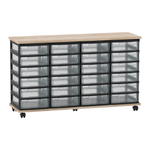 Flexeo® Fahrbares Containersystem mit Ablage, 24 kleine Boxen