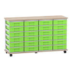 Flexeo® Fahrbares Containersystem mit Ablage, 24 kleine Boxen