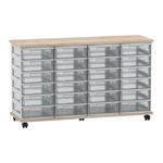 Flexeo® Fahrbares Containersystem mit Ablage, 24 kleine Boxen