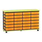 Flexeo® Fahrbares Containersystem mit Ablage, 24 kleine Boxen