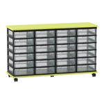 Flexeo® Fahrbares Containersystem mit Ablage, 24 kleine Boxen