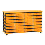 Flexeo® Fahrbares Containersystem mit Ablage, 24 kleine Boxen