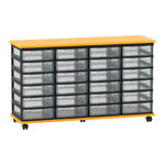 Flexeo® Fahrbares Containersystem mit Ablage, 24 kleine Boxen