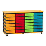 Flexeo® Fahrbares Containersystem mit Ablage, 24 kleine Boxen