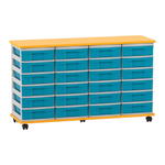 Flexeo® Fahrbares Containersystem mit Ablage, 24 kleine Boxen
