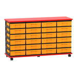 Flexeo® Fahrbares Containersystem mit Ablage, 24 kleine Boxen