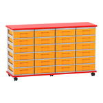 Flexeo® Fahrbares Containersystem mit Ablage, 24 kleine Boxen