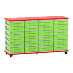 Flexeo® Fahrbares Containersystem mit Ablage, 24 kleine Boxen