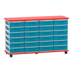 Flexeo® Fahrbares Containersystem mit Ablage, 24 kleine Boxen