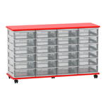 Flexeo® Fahrbares Containersystem mit Ablage, 24 kleine Boxen