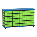 Flexeo® Fahrbares Containersystem mit Ablage, 24 kleine Boxen