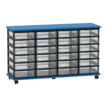 Flexeo® Fahrbares Containersystem mit Ablage, 24 kleine Boxen