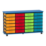 Flexeo® Fahrbares Containersystem mit Ablage, 24 kleine Boxen