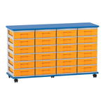 Flexeo® Fahrbares Containersystem mit Ablage, 24 kleine Boxen