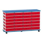 Flexeo® Fahrbares Containersystem mit Ablage, 24 kleine Boxen
