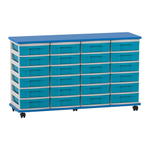 Flexeo® Fahrbares Containersystem mit Ablage, 24 kleine Boxen