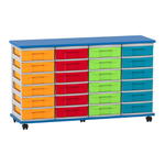Flexeo® Fahrbares Containersystem mit Ablage, 24 kleine Boxen