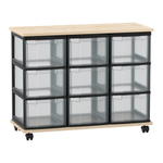 Flexeo® Fahrbares Containersystem mit Ablage, 9 große Boxen